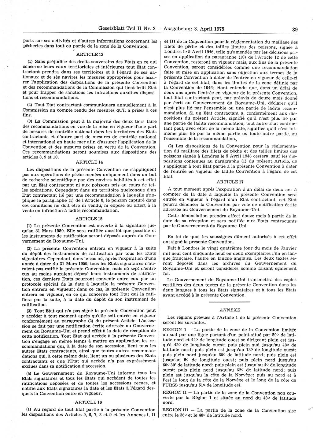 Gesetzblatt (GBl.) der Deutschen Demokratischen Republik (DDR) Teil ⅠⅠ 1975, Seite 39 (GBl. DDR ⅠⅠ 1975, S. 39)
