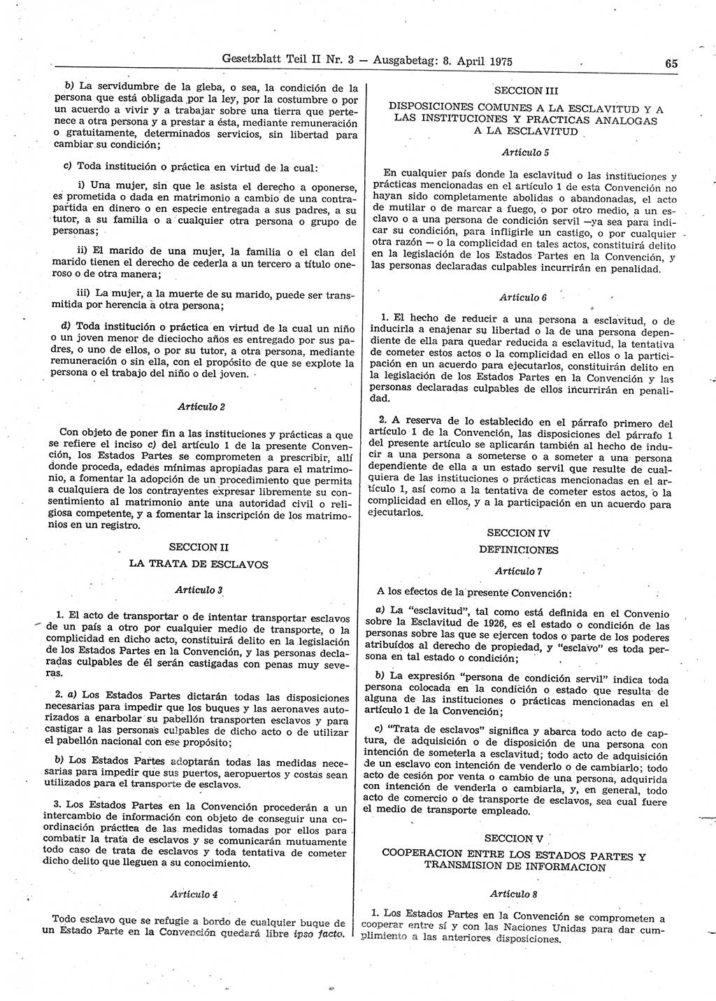 Gesetzblatt (GBl.) der Deutschen Demokratischen Republik (DDR) Teil ⅠⅠ 1975, Seite 65 (GBl. DDR ⅠⅠ 1975, S. 65)