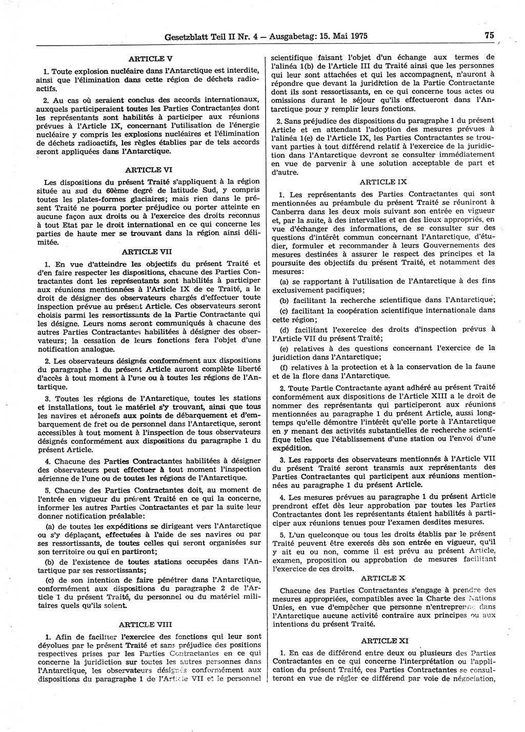 Gesetzblatt (GBl.) der Deutschen Demokratischen Republik (DDR) Teil ⅠⅠ 1975, Seite 75 (GBl. DDR ⅠⅠ 1975, S. 75)