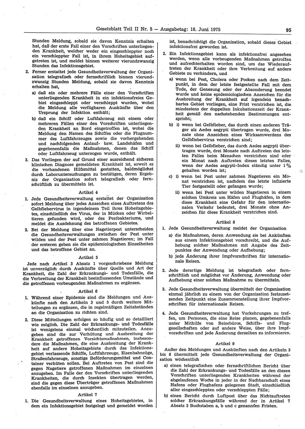 Gesetzblatt (GBl.) der Deutschen Demokratischen Republik (DDR) Teil ⅠⅠ 1975, Seite 95 (GBl. DDR ⅠⅠ 1975, S. 95)