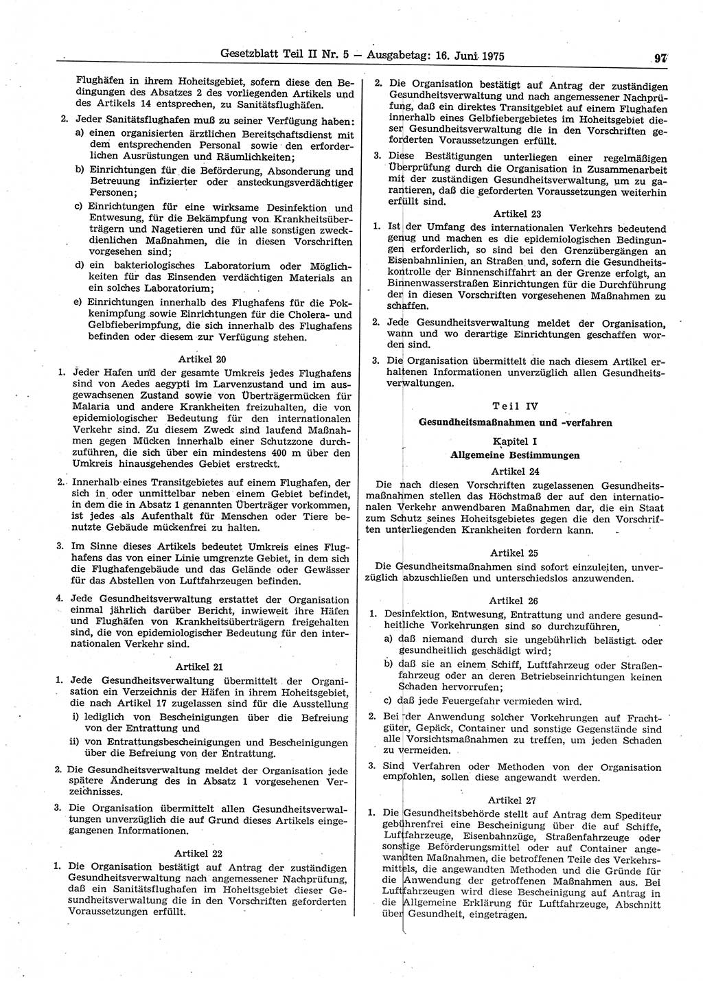 Gesetzblatt (GBl.) der Deutschen Demokratischen Republik (DDR) Teil ⅠⅠ 1975, Seite 97 (GBl. DDR ⅠⅠ 1975, S. 97)