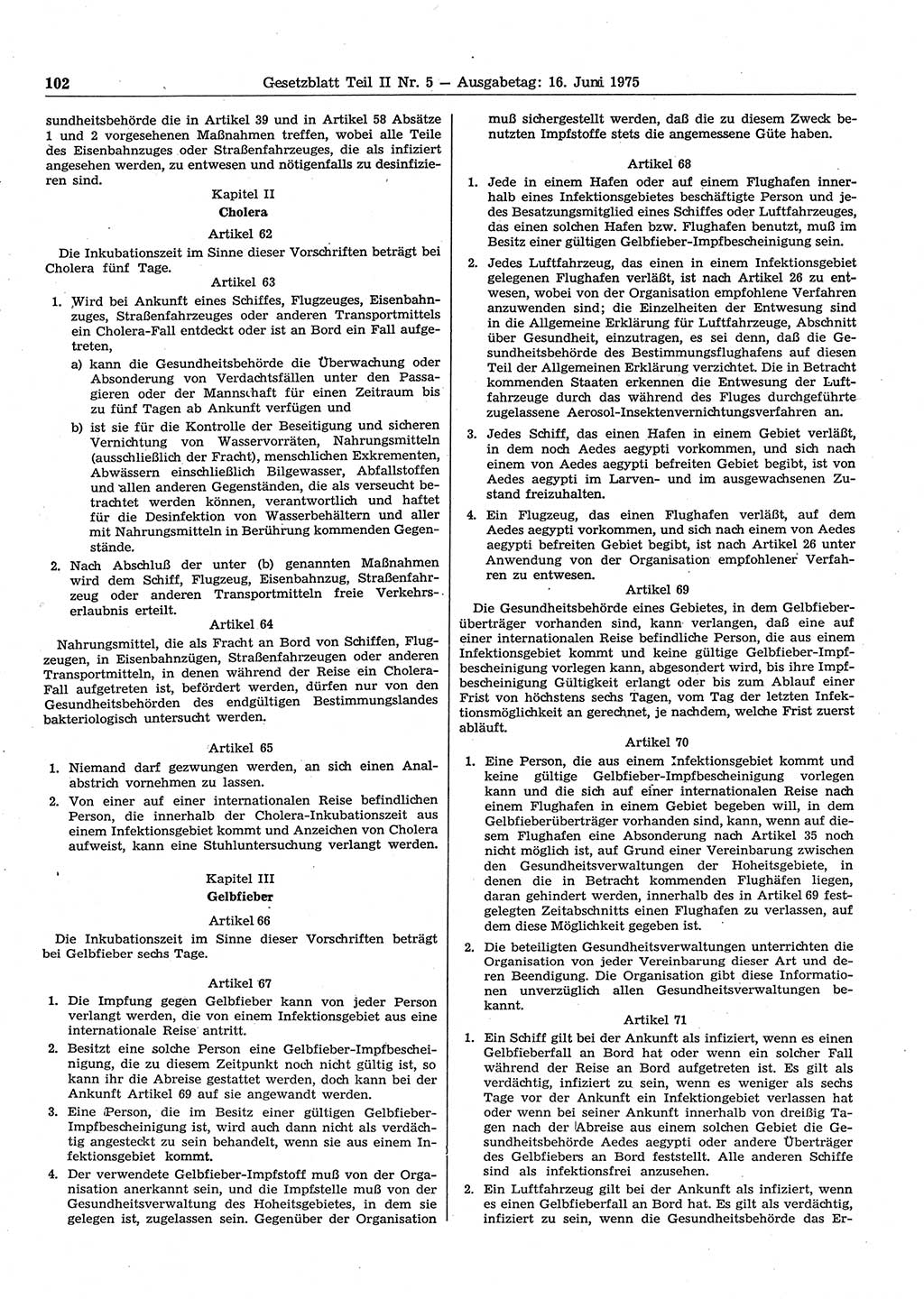 Gesetzblatt (GBl.) der Deutschen Demokratischen Republik (DDR) Teil ⅠⅠ 1975, Seite 102 (GBl. DDR ⅠⅠ 1975, S. 102)