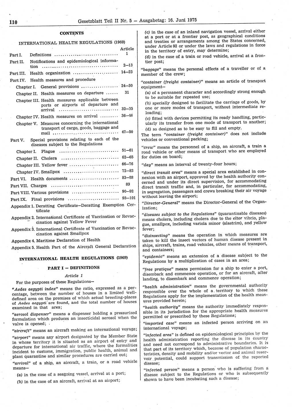 Gesetzblatt (GBl.) der Deutschen Demokratischen Republik (DDR) Teil ⅠⅠ 1975, Seite 110 (GBl. DDR ⅠⅠ 1975, S. 110)