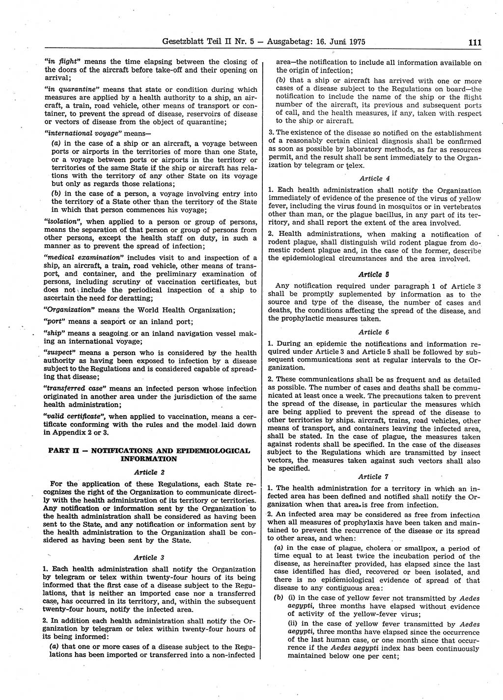 Gesetzblatt (GBl.) der Deutschen Demokratischen Republik (DDR) Teil ⅠⅠ 1975, Seite 111 (GBl. DDR ⅠⅠ 1975, S. 111)