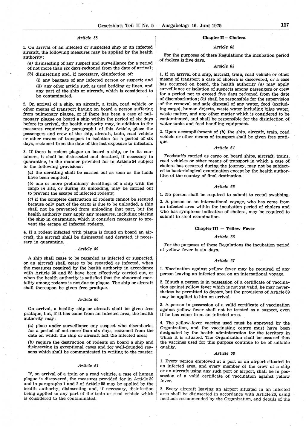 Gesetzblatt (GBl.) der Deutschen Demokratischen Republik (DDR) Teil ⅠⅠ 1975, Seite 117 (GBl. DDR ⅠⅠ 1975, S. 117)