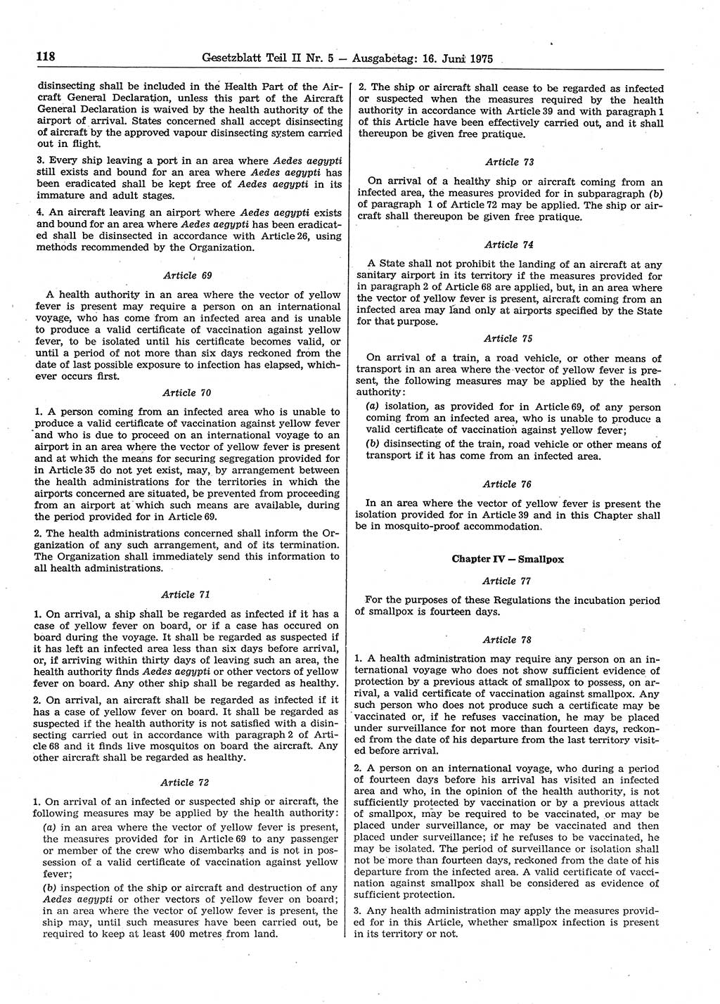 Gesetzblatt (GBl.) der Deutschen Demokratischen Republik (DDR) Teil ⅠⅠ 1975, Seite 118 (GBl. DDR ⅠⅠ 1975, S. 118)