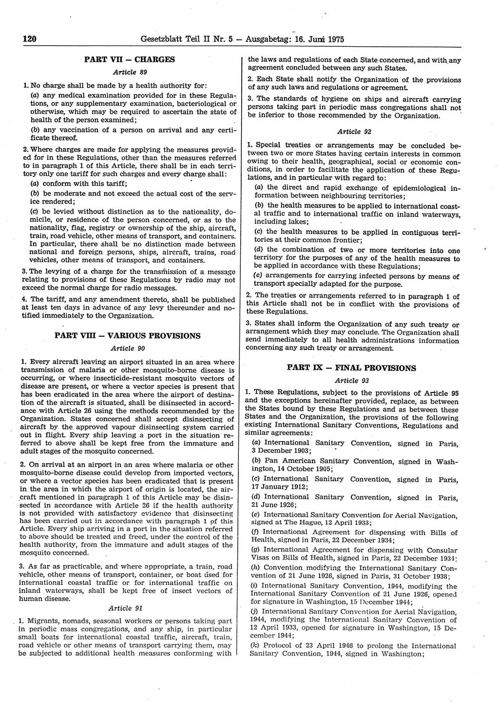 Gesetzblatt (GBl.) der Deutschen Demokratischen Republik (DDR) Teil ⅠⅠ 1975, Seite 120 (GBl. DDR ⅠⅠ 1975, S. 120)