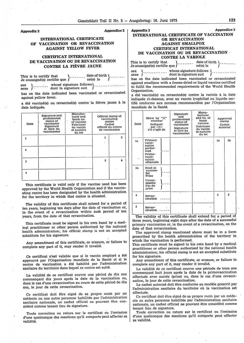Gesetzblatt (GBl.) der Deutschen Demokratischen Republik (DDR) Teil ⅠⅠ 1975, Seite 123 (GBl. DDR ⅠⅠ 1975, S. 123)