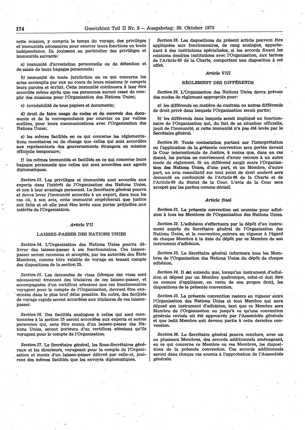 Gesetzblatt (GBl.) der Deutschen Demokratischen Republik (DDR) Teil ⅠⅠ 1975, Seite 174 (GBl. DDR ⅠⅠ 1975, S. 174)