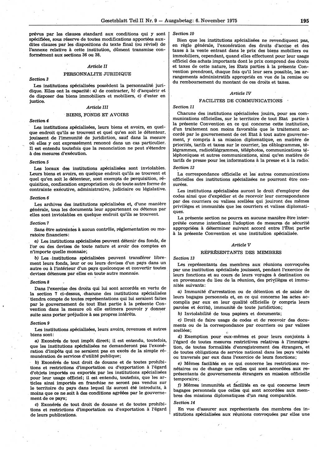 Gesetzblatt (GBl.) der Deutschen Demokratischen Republik (DDR) Teil ⅠⅠ 1975, Seite 195 (GBl. DDR ⅠⅠ 1975, S. 195)