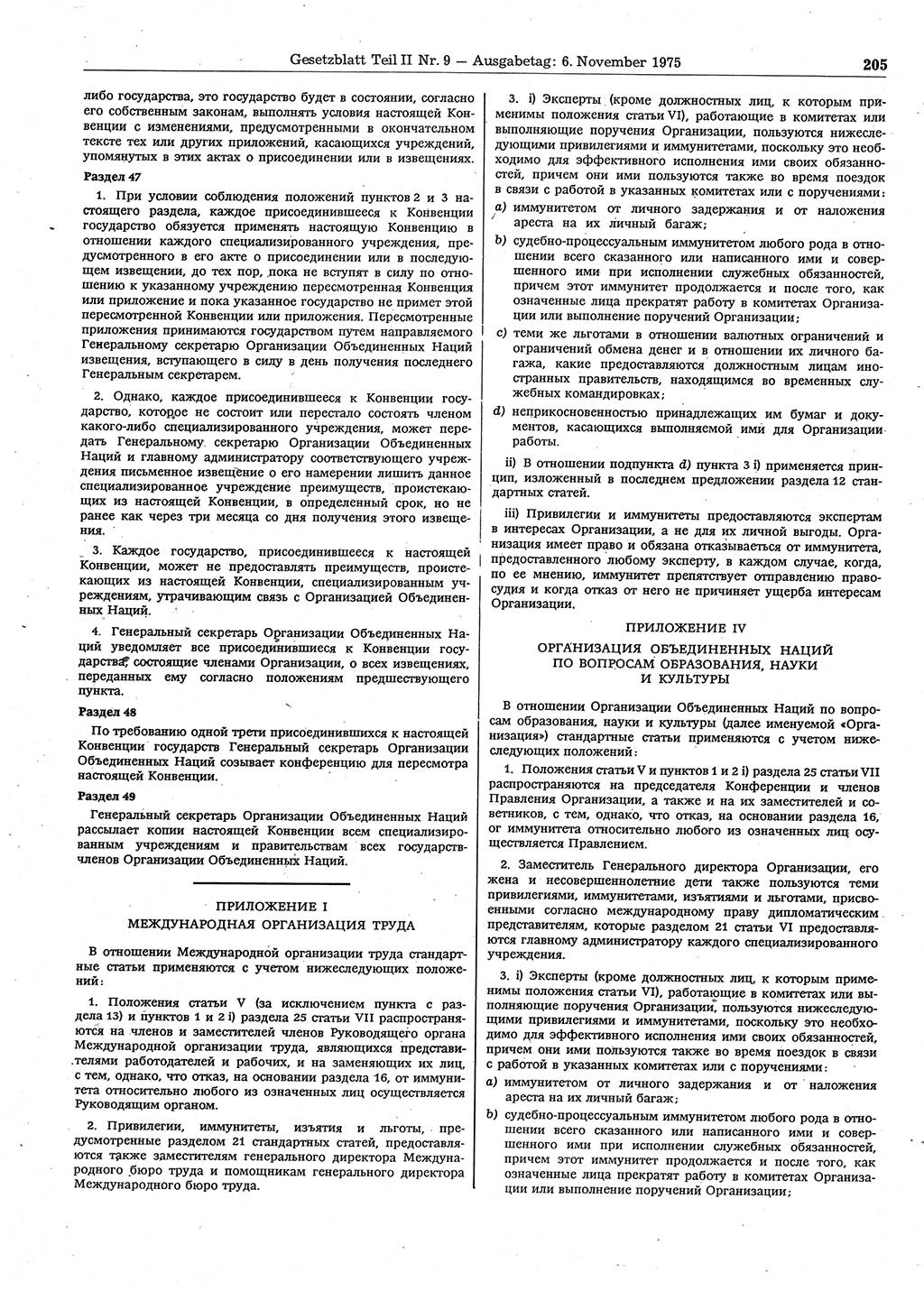 Gesetzblatt (GBl.) der Deutschen Demokratischen Republik (DDR) Teil ⅠⅠ 1975, Seite 205 (GBl. DDR ⅠⅠ 1975, S. 205)