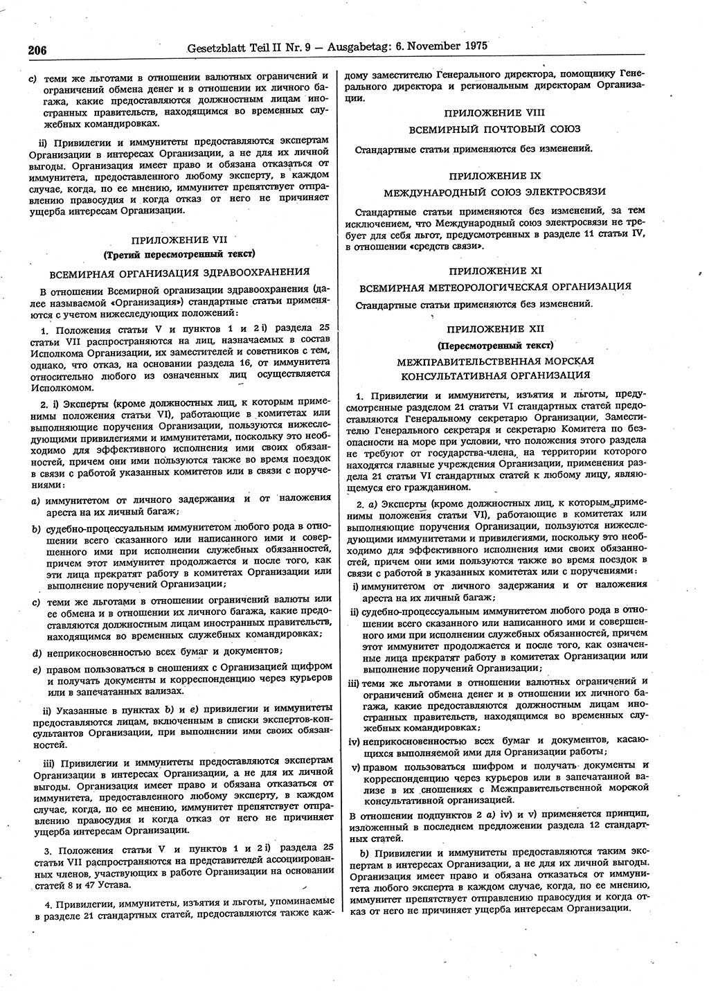 Gesetzblatt (GBl.) der Deutschen Demokratischen Republik (DDR) Teil ⅠⅠ 1975, Seite 206 (GBl. DDR ⅠⅠ 1975, S. 206)