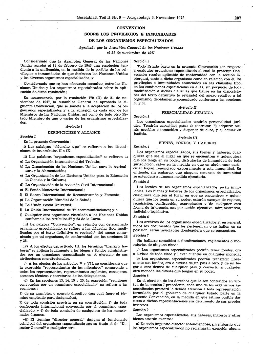 Gesetzblatt (GBl.) der Deutschen Demokratischen Republik (DDR) Teil ⅠⅠ 1975, Seite 207 (GBl. DDR ⅠⅠ 1975, S. 207)