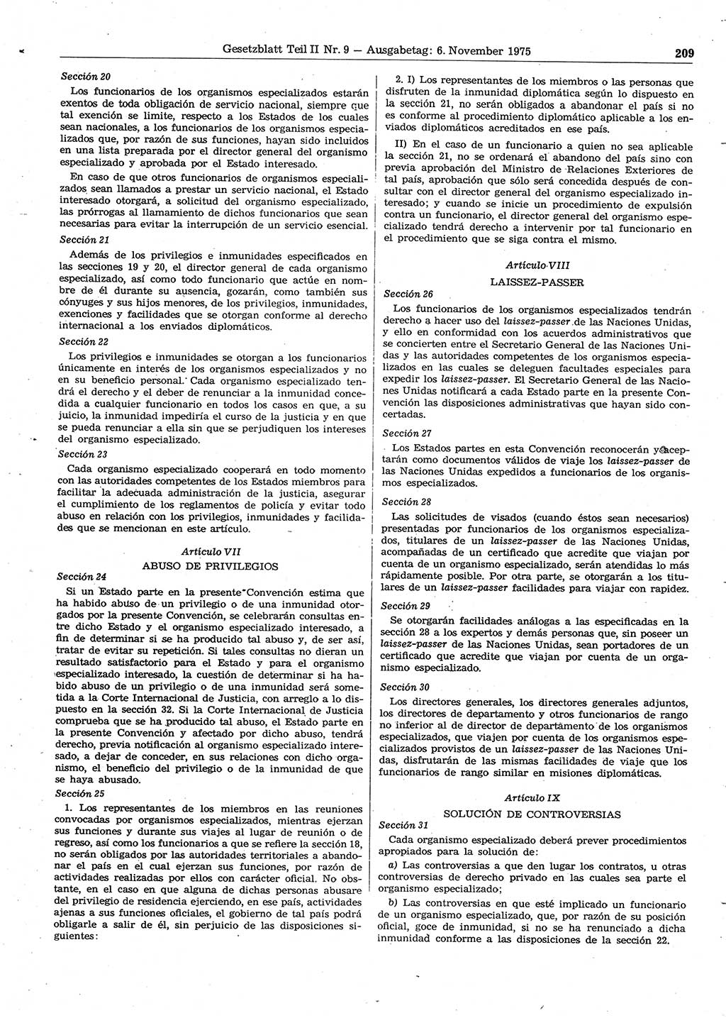 Gesetzblatt (GBl.) der Deutschen Demokratischen Republik (DDR) Teil ⅠⅠ 1975, Seite 209 (GBl. DDR ⅠⅠ 1975, S. 209)
