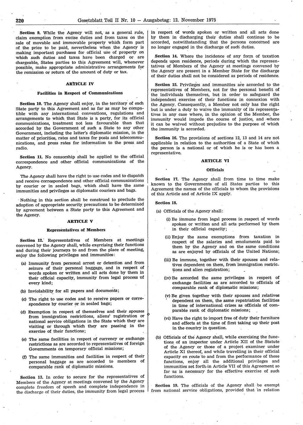 Gesetzblatt (GBl.) der Deutschen Demokratischen Republik (DDR) Teil ⅠⅠ 1975, Seite 220 (GBl. DDR ⅠⅠ 1975, S. 220)