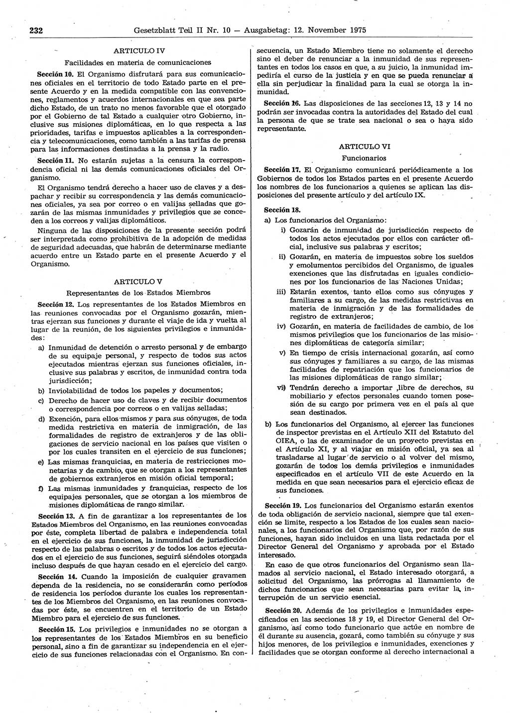 Gesetzblatt (GBl.) der Deutschen Demokratischen Republik (DDR) Teil ⅠⅠ 1975, Seite 232 (GBl. DDR ⅠⅠ 1975, S. 232)
