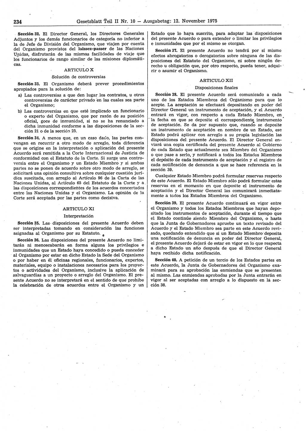 Gesetzblatt (GBl.) der Deutschen Demokratischen Republik (DDR) Teil ⅠⅠ 1975, Seite 234 (GBl. DDR ⅠⅠ 1975, S. 234)