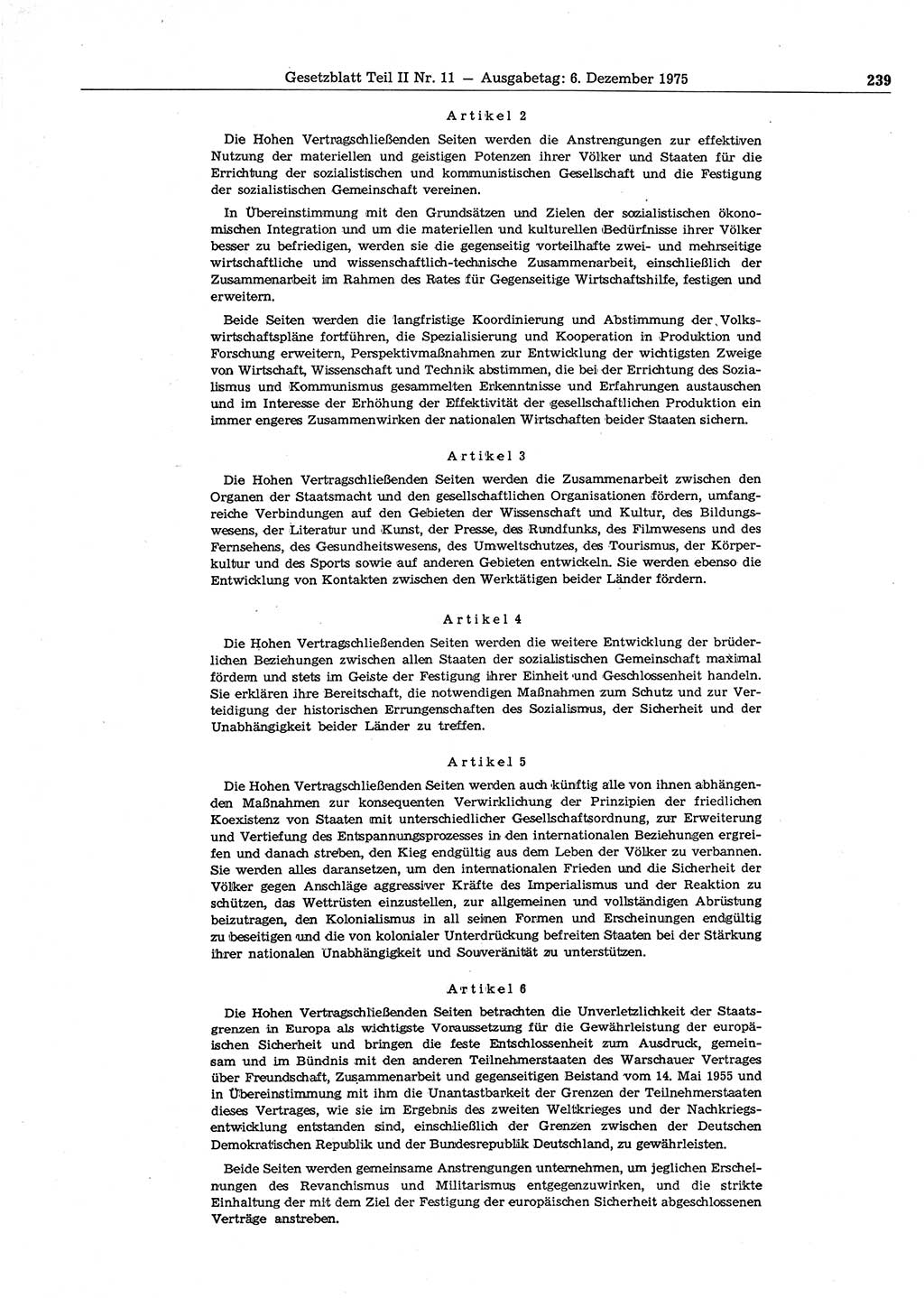 Gesetzblatt (GBl.) der Deutschen Demokratischen Republik (DDR) Teil ⅠⅠ 1975, Seite 239 (GBl. DDR ⅠⅠ 1975, S. 239)