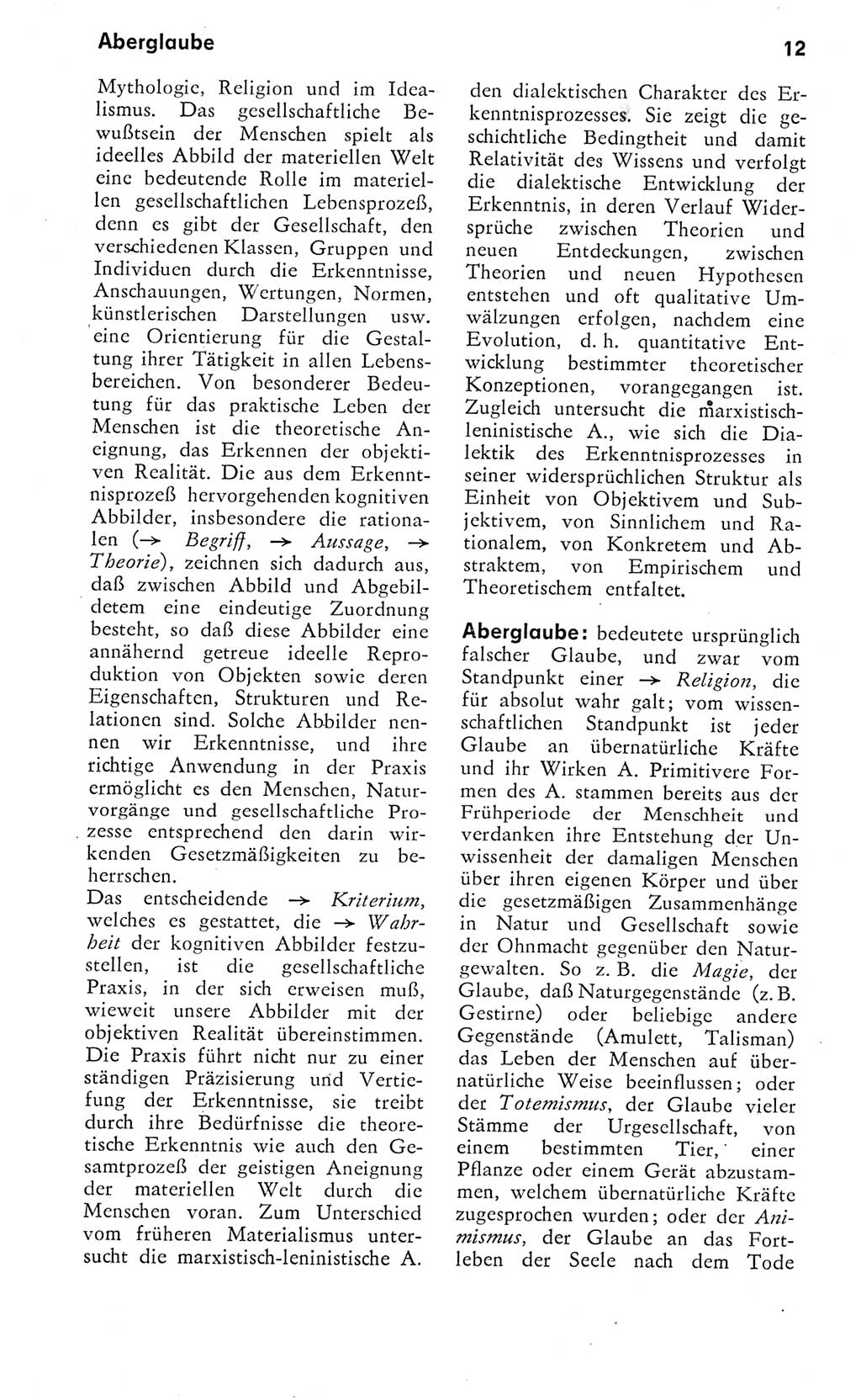 Kleines Wörterbuch der marxistisch-leninistischen Philosophie [Deutsche Demokratische Republik (DDR)] 1975, Seite 12 (Kl. Wb. ML Phil. DDR 1975, S. 12)