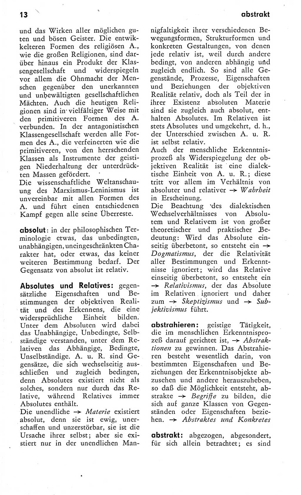 Kleines Wörterbuch der marxistisch-leninistischen Philosophie [Deutsche Demokratische Republik (DDR)] 1975, Seite 13 (Kl. Wb. ML Phil. DDR 1975, S. 13)