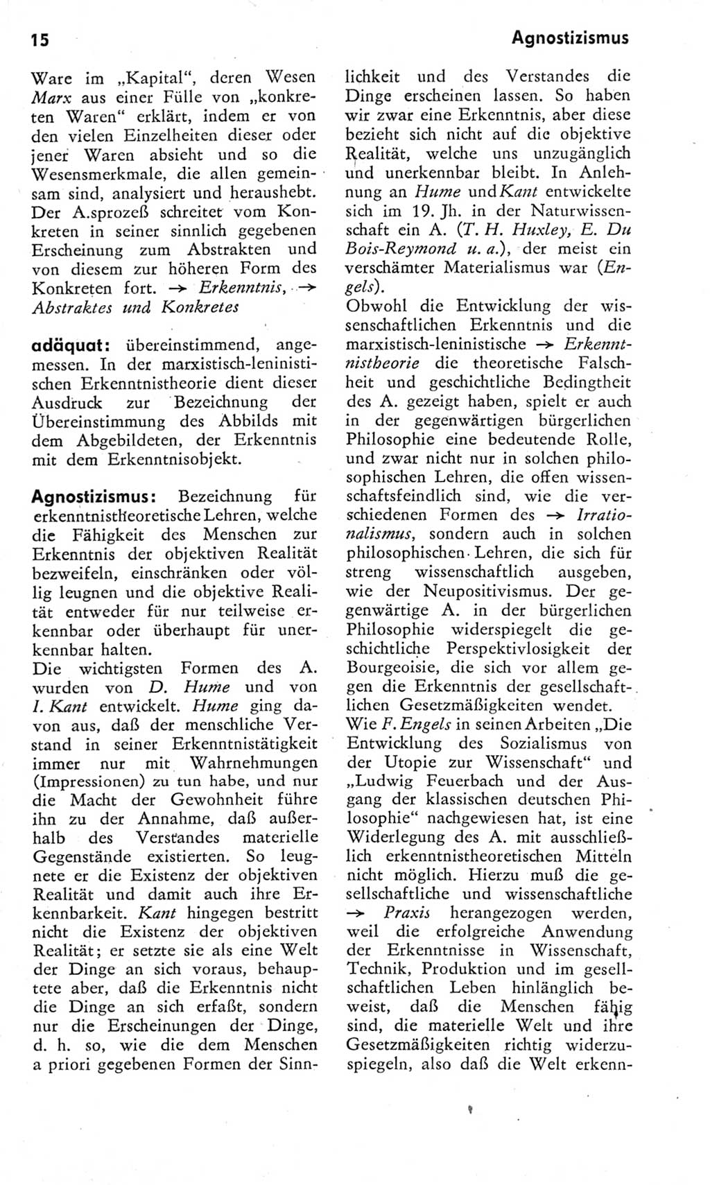 Kleines Wörterbuch der marxistisch-leninistischen Philosophie [Deutsche Demokratische Republik (DDR)] 1975, Seite 15 (Kl. Wb. ML Phil. DDR 1975, S. 15)