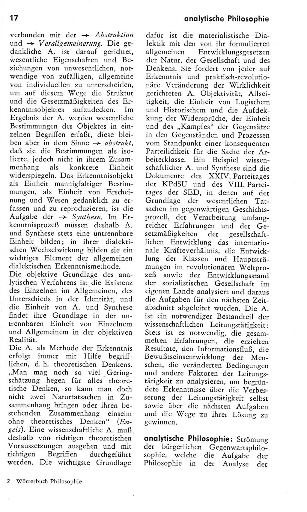 Kleines Wörterbuch der marxistisch-leninistischen Philosophie [Deutsche Demokratische Republik (DDR)] 1975, Seite 17 (Kl. Wb. ML Phil. DDR 1975, S. 17)