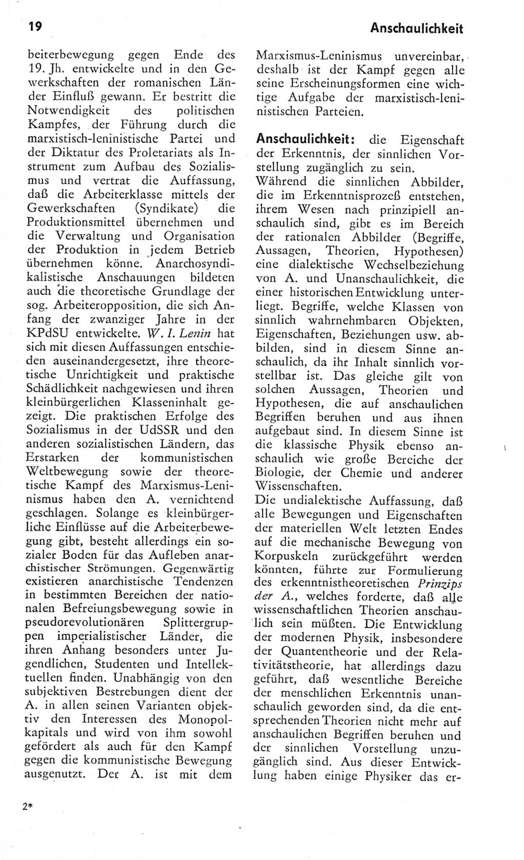 Kleines Wörterbuch der marxistisch-leninistischen Philosophie [Deutsche Demokratische Republik (DDR)] 1975, Seite 19 (Kl. Wb. ML Phil. DDR 1975, S. 19)
