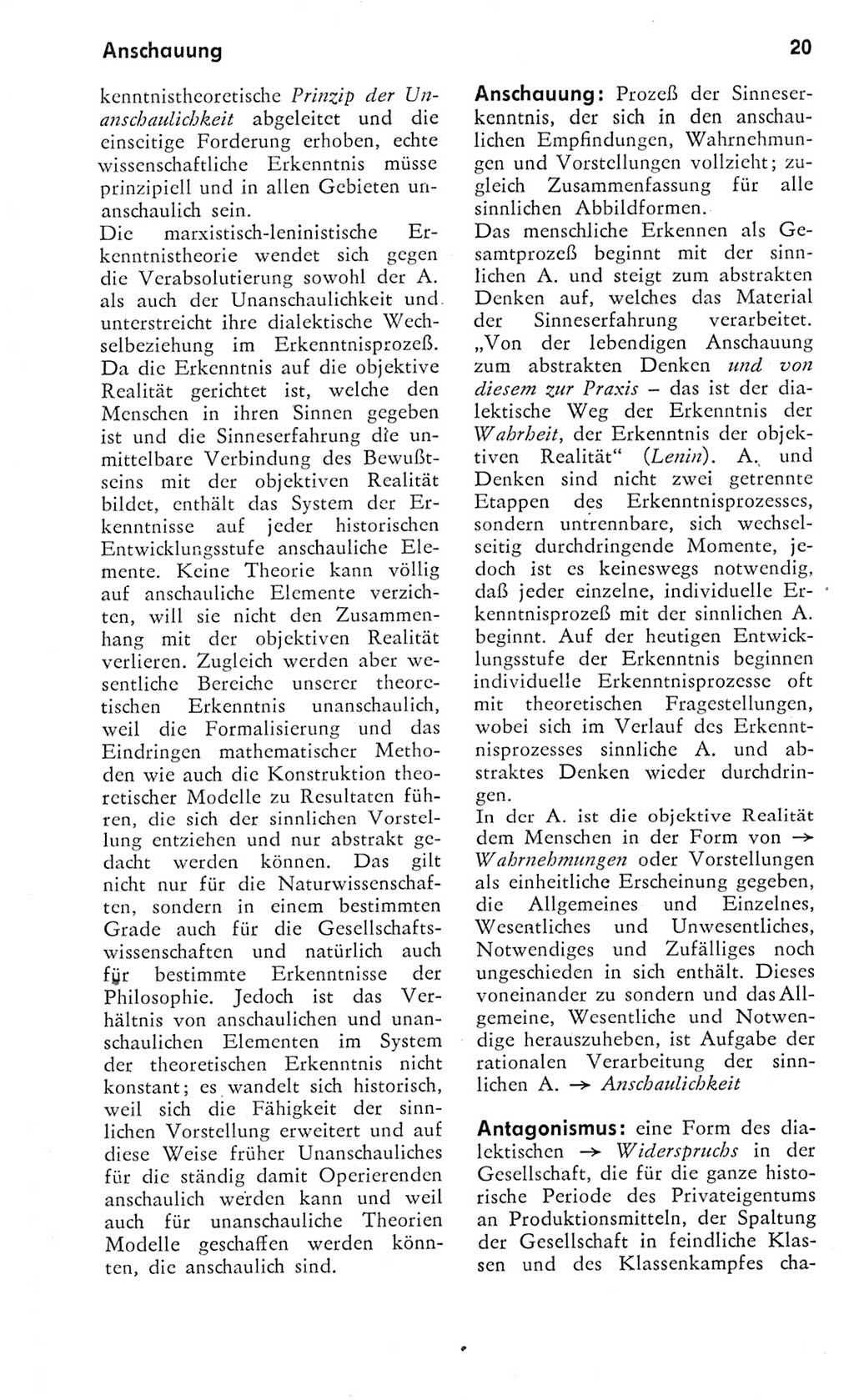 Kleines Wörterbuch der marxistisch-leninistischen Philosophie [Deutsche Demokratische Republik (DDR)] 1975, Seite 20 (Kl. Wb. ML Phil. DDR 1975, S. 20)