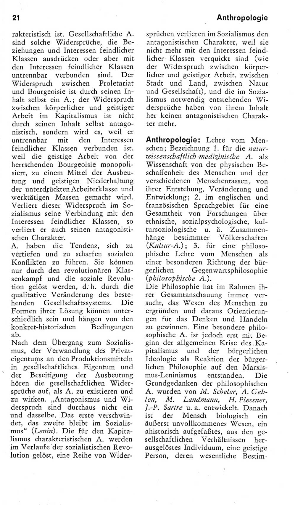Kleines Wörterbuch der marxistisch-leninistischen Philosophie [Deutsche Demokratische Republik (DDR)] 1975, Seite 21 (Kl. Wb. ML Phil. DDR 1975, S. 21)