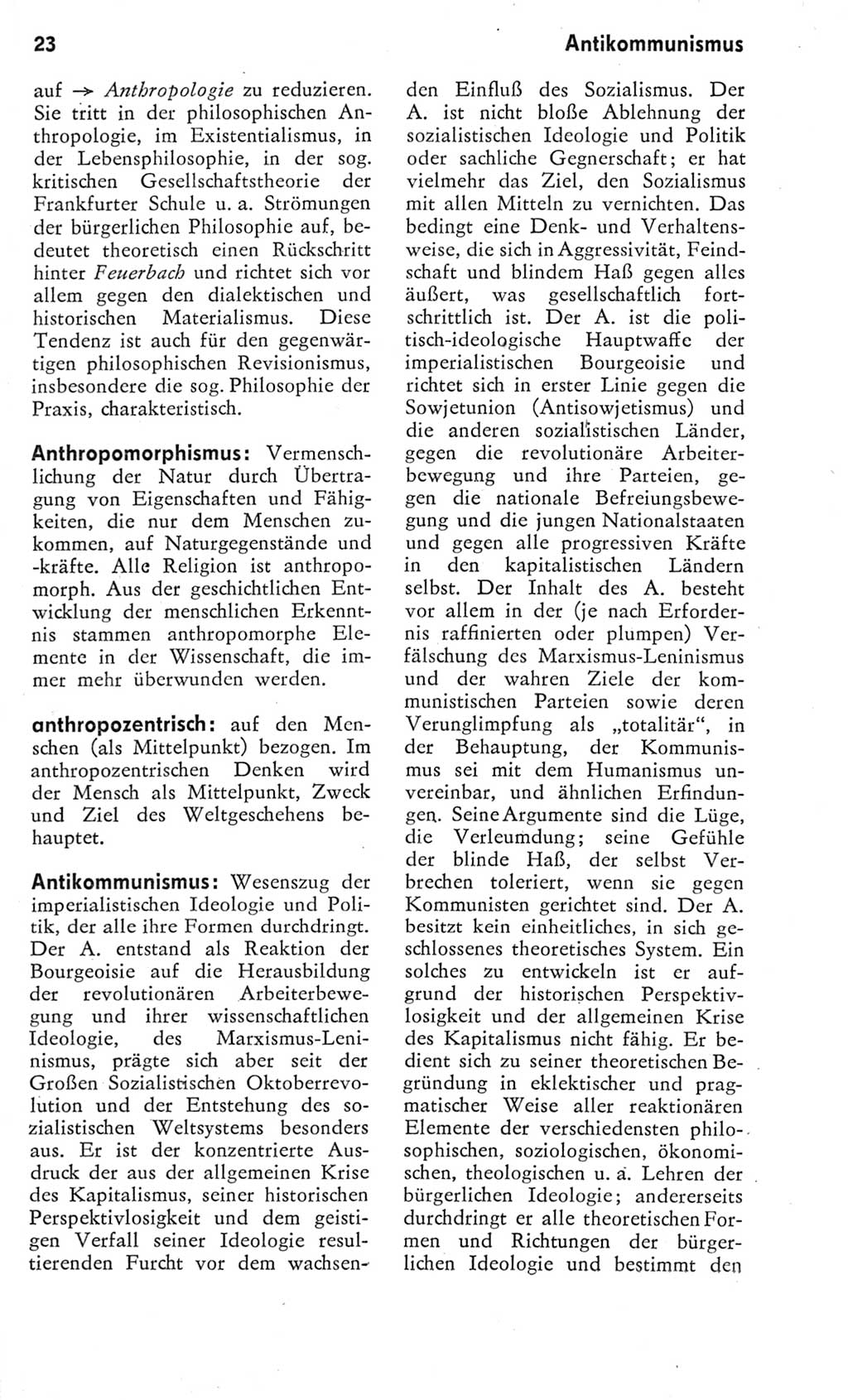 Kleines Wörterbuch der marxistisch-leninistischen Philosophie [Deutsche Demokratische Republik (DDR)] 1975, Seite 23 (Kl. Wb. ML Phil. DDR 1975, S. 23)