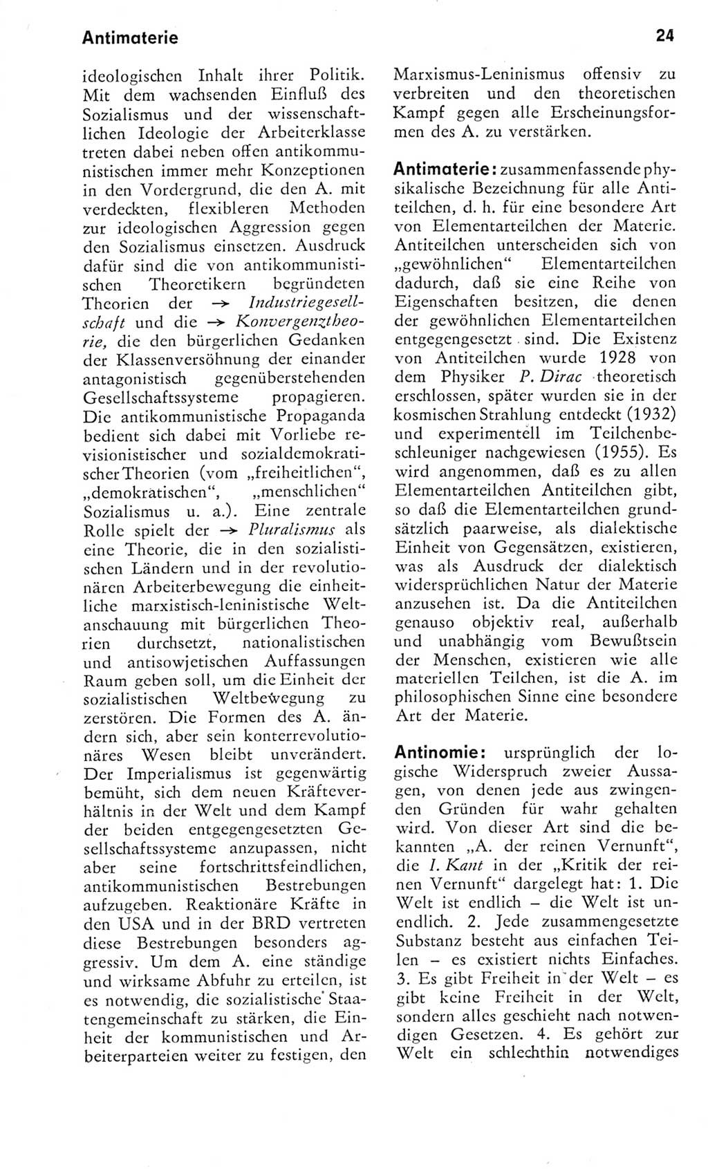 Kleines Wörterbuch der marxistisch-leninistischen Philosophie [Deutsche Demokratische Republik (DDR)] 1975, Seite 24 (Kl. Wb. ML Phil. DDR 1975, S. 24)