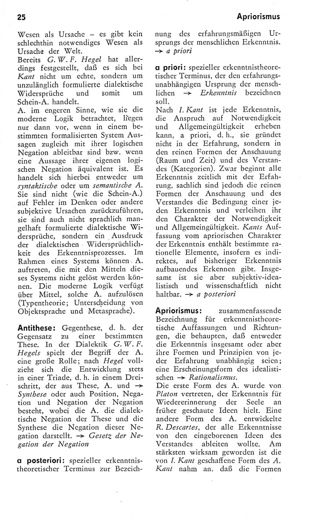 Kleines Wörterbuch der marxistisch-leninistischen Philosophie [Deutsche Demokratische Republik (DDR)] 1975, Seite 25 (Kl. Wb. ML Phil. DDR 1975, S. 25)