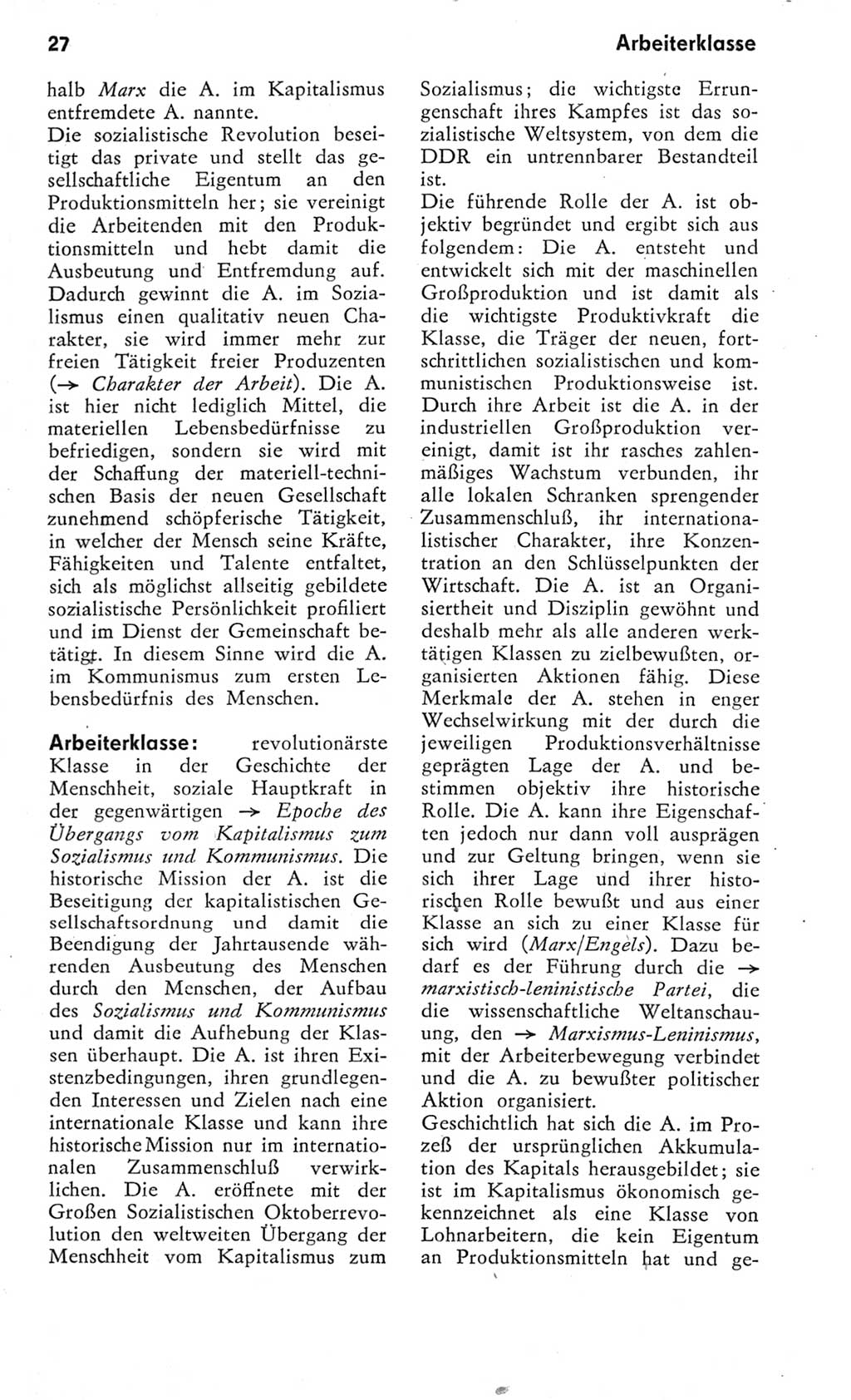 Kleines Wörterbuch der marxistisch-leninistischen Philosophie [Deutsche Demokratische Republik (DDR)] 1975, Seite 27 (Kl. Wb. ML Phil. DDR 1975, S. 27)