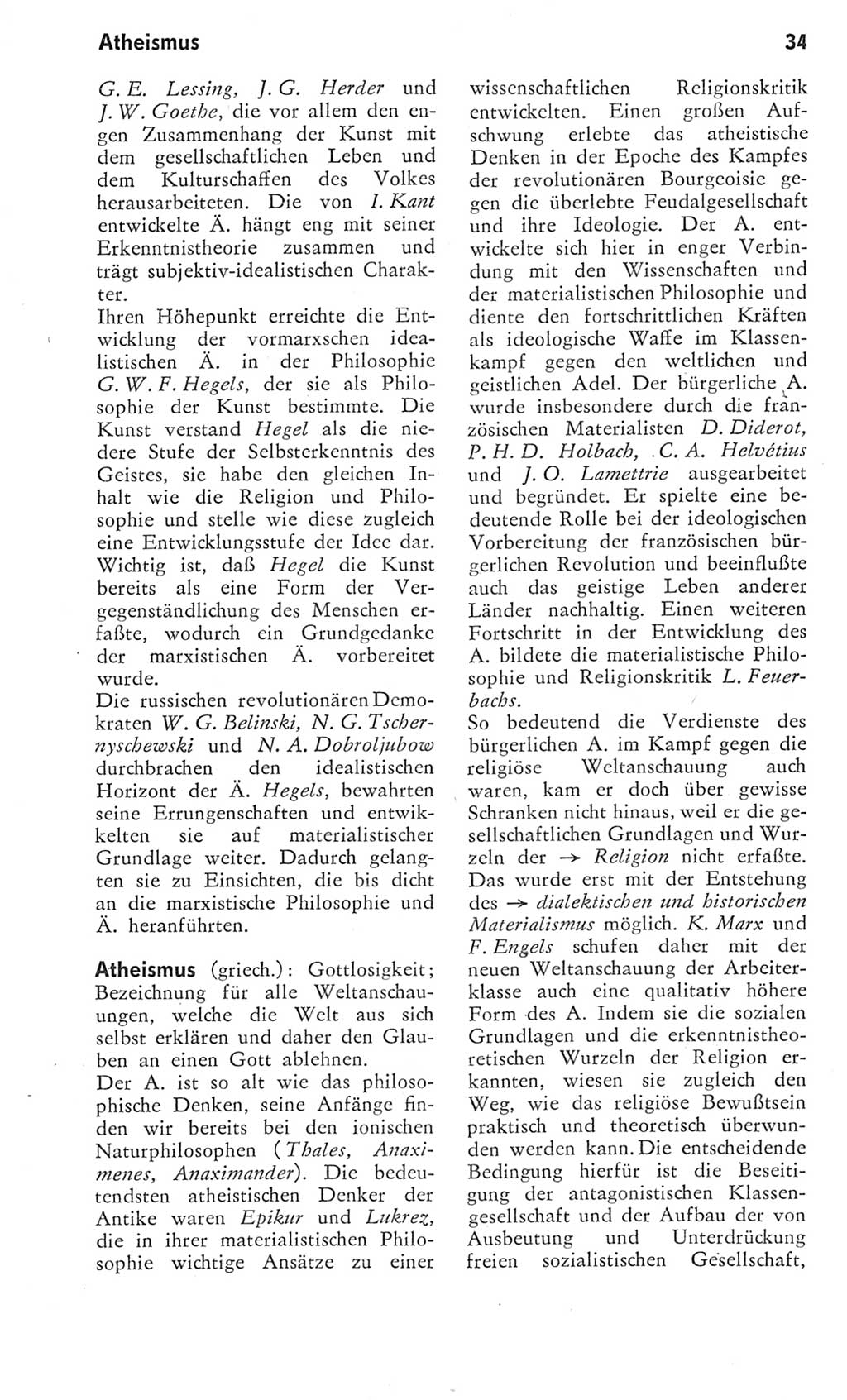 Kleines Wörterbuch der marxistisch-leninistischen Philosophie [Deutsche Demokratische Republik (DDR)] 1975, Seite 34 (Kl. Wb. ML Phil. DDR 1975, S. 34)