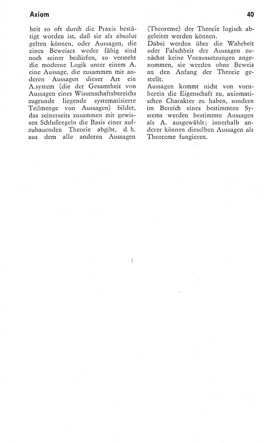 Kleines Wörterbuch der marxistisch-leninistischen Philosophie [Deutsche Demokratische Republik (DDR)] 1975, Seite 40 (Kl. Wb. ML Phil. DDR 1975, S. 40)