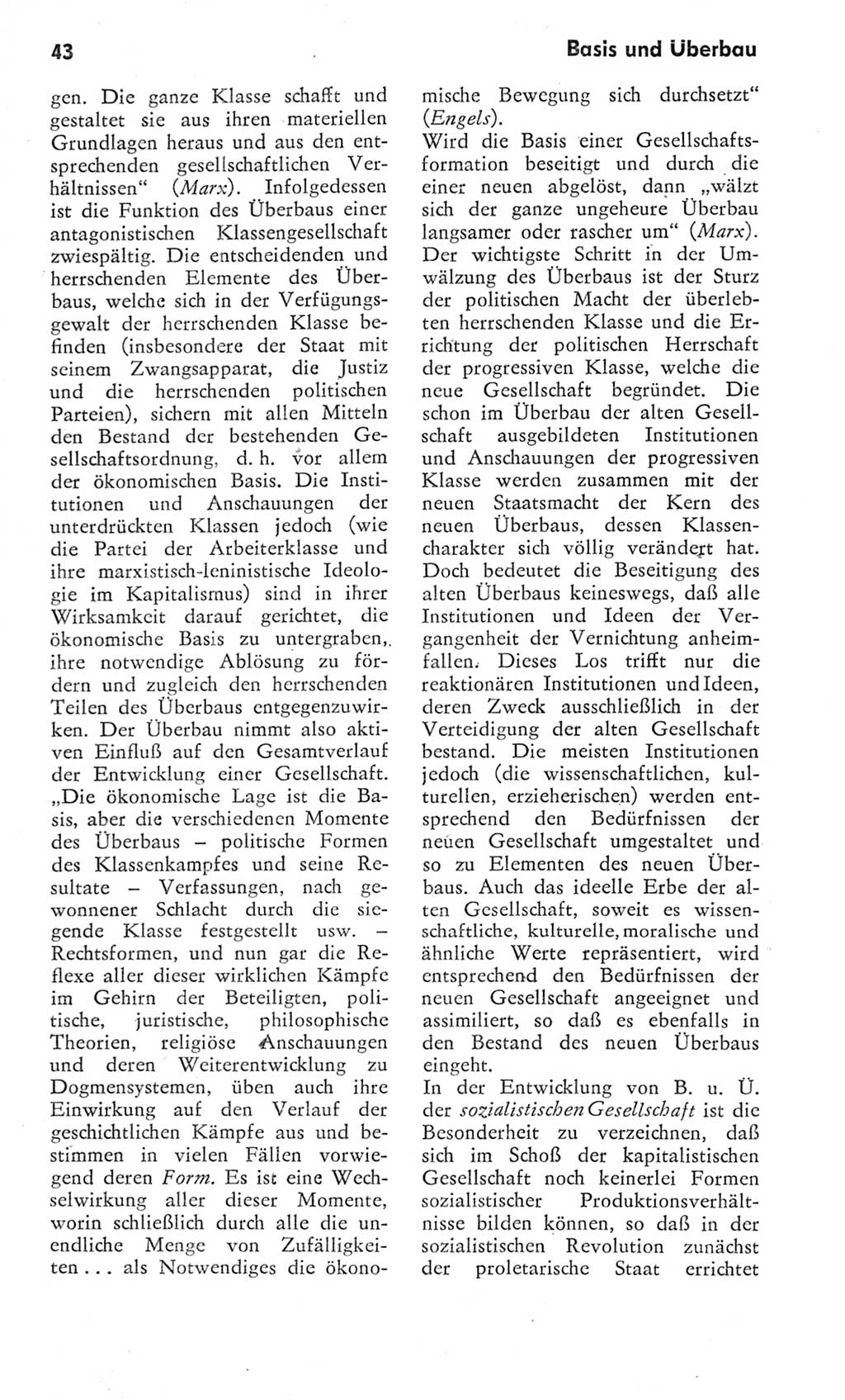 Kleines Wörterbuch der marxistisch-leninistischen Philosophie [Deutsche Demokratische Republik (DDR)] 1975, Seite 43 (Kl. Wb. ML Phil. DDR 1975, S. 43)