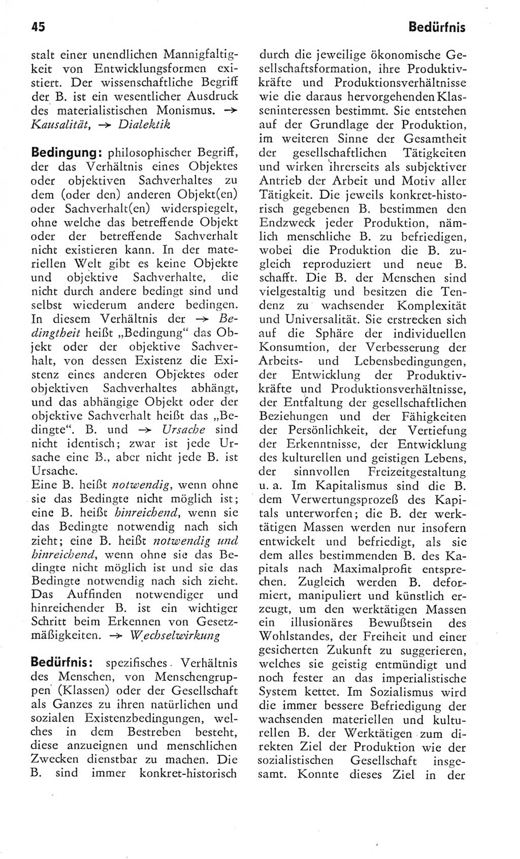Kleines Wörterbuch der marxistisch-leninistischen Philosophie [Deutsche Demokratische Republik (DDR)] 1975, Seite 45 (Kl. Wb. ML Phil. DDR 1975, S. 45)