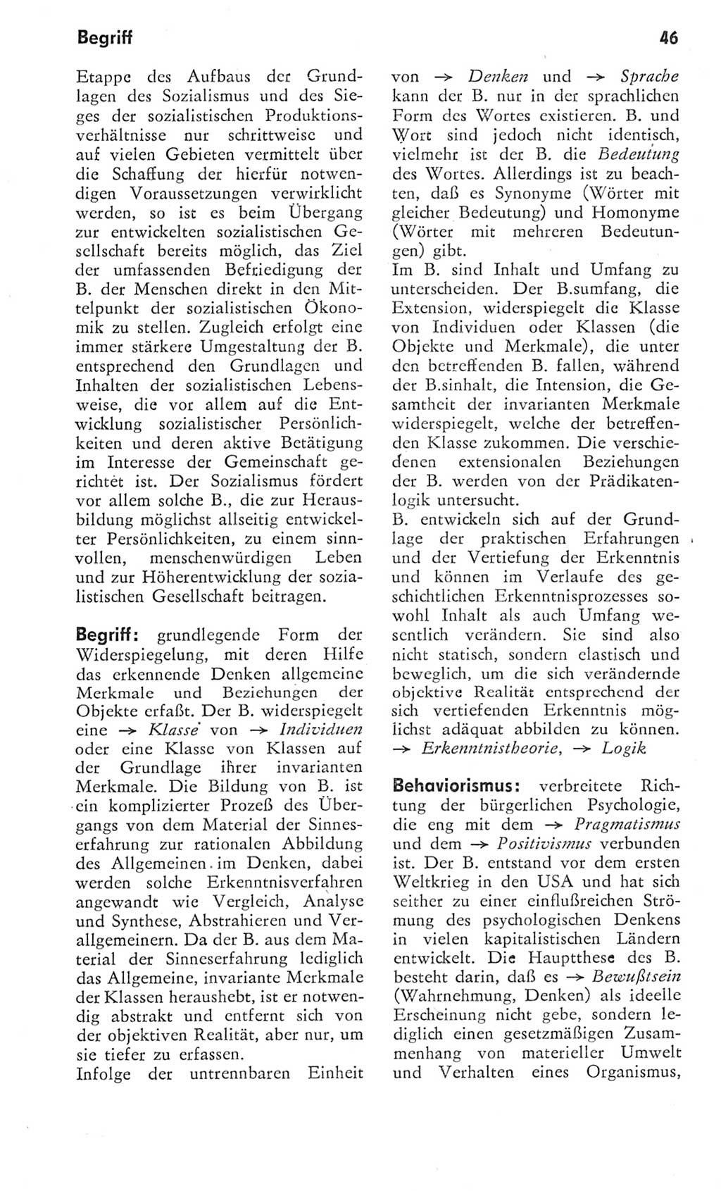 Kleines Wörterbuch der marxistisch-leninistischen Philosophie [Deutsche Demokratische Republik (DDR)] 1975, Seite 46 (Kl. Wb. ML Phil. DDR 1975, S. 46)