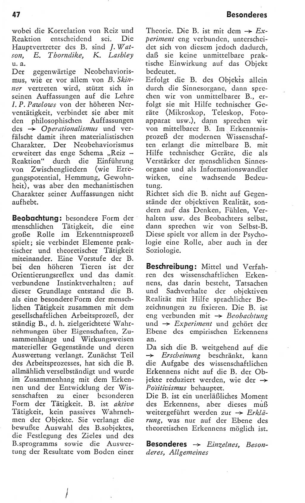 Kleines Wörterbuch der marxistisch-leninistischen Philosophie [Deutsche Demokratische Republik (DDR)] 1975, Seite 47 (Kl. Wb. ML Phil. DDR 1975, S. 47)