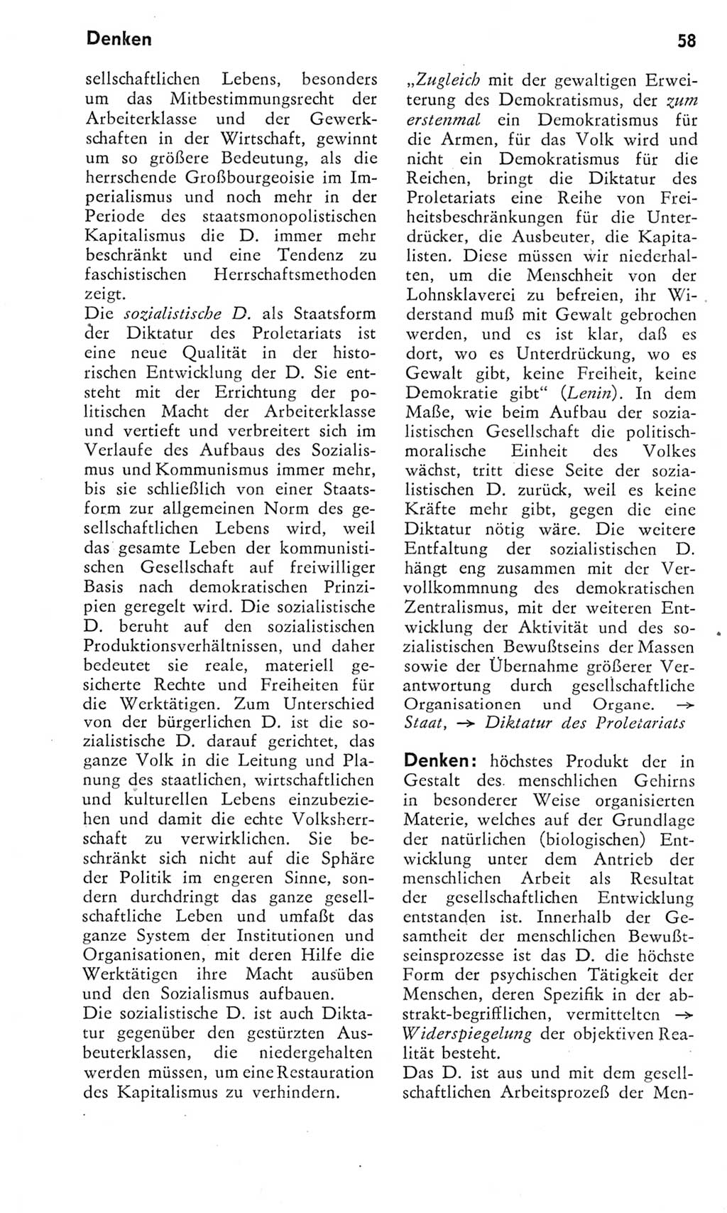 Kleines Wörterbuch der marxistisch-leninistischen Philosophie [Deutsche Demokratische Republik (DDR)] 1975, Seite 58 (Kl. Wb. ML Phil. DDR 1975, S. 58)