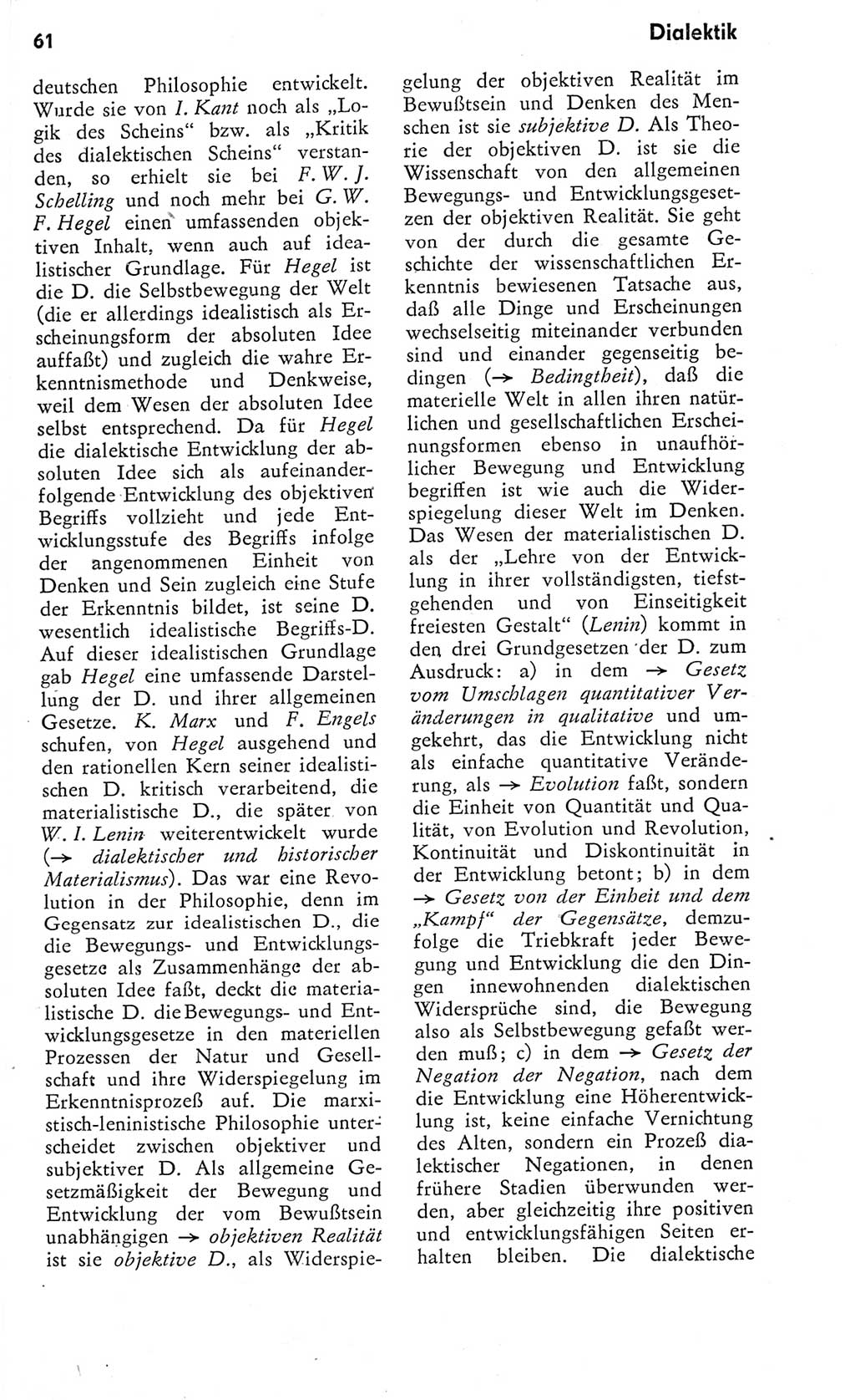 Kleines Wörterbuch der marxistisch-leninistischen Philosophie [Deutsche Demokratische Republik (DDR)] 1975, Seite 61 (Kl. Wb. ML Phil. DDR 1975, S. 61)