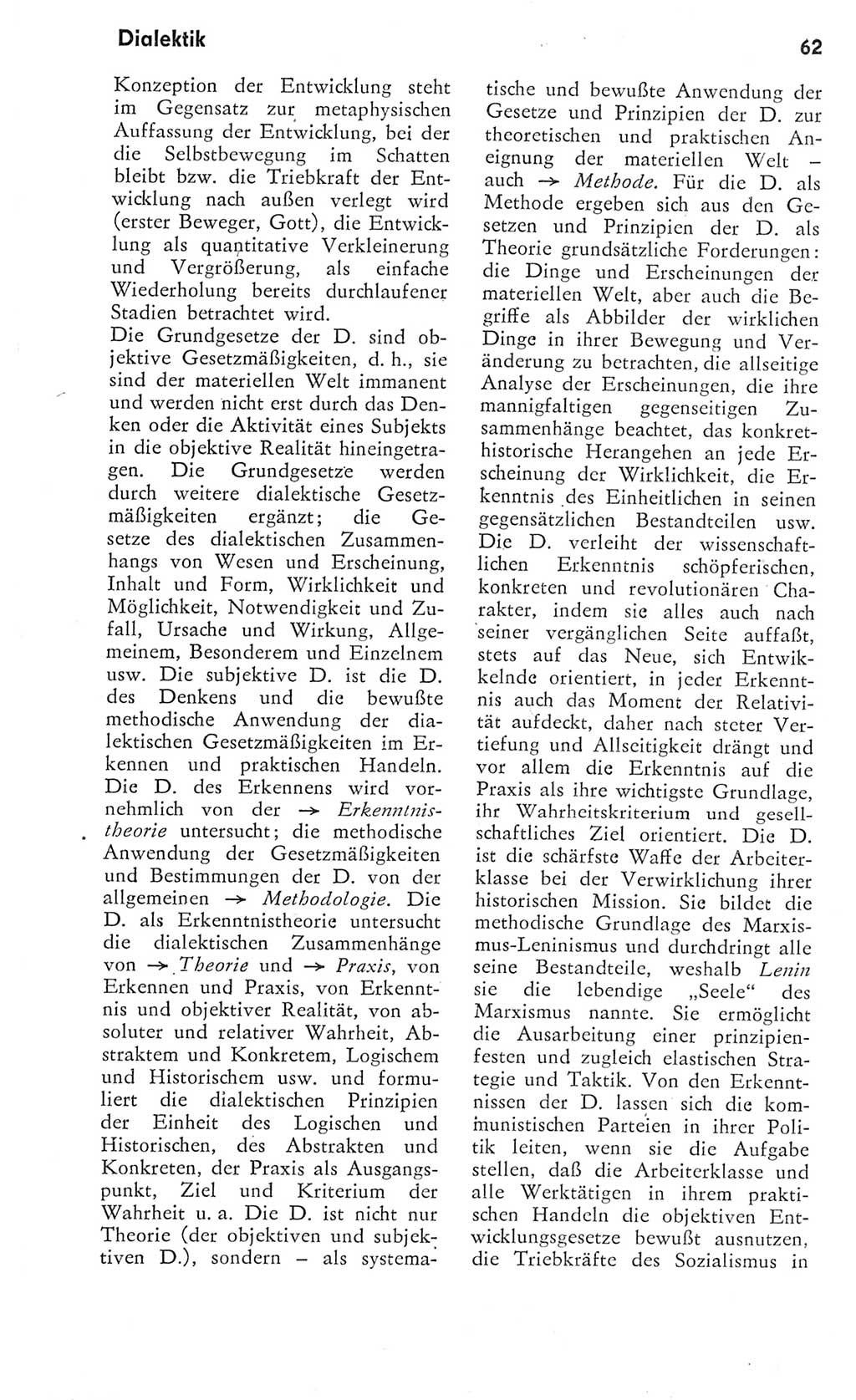 Kleines Wörterbuch der marxistisch-leninistischen Philosophie [Deutsche Demokratische Republik (DDR)] 1975, Seite 62 (Kl. Wb. ML Phil. DDR 1975, S. 62)