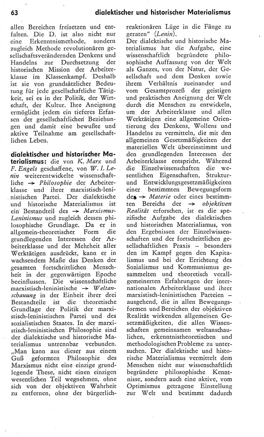 Kleines Wörterbuch der marxistisch-leninistischen Philosophie [Deutsche Demokratische Republik (DDR)] 1975, Seite 63 (Kl. Wb. ML Phil. DDR 1975, S. 63)