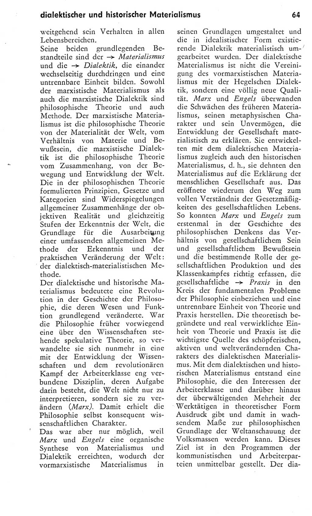 Kleines Wörterbuch der marxistisch-leninistischen Philosophie [Deutsche Demokratische Republik (DDR)] 1975, Seite 64 (Kl. Wb. ML Phil. DDR 1975, S. 64)