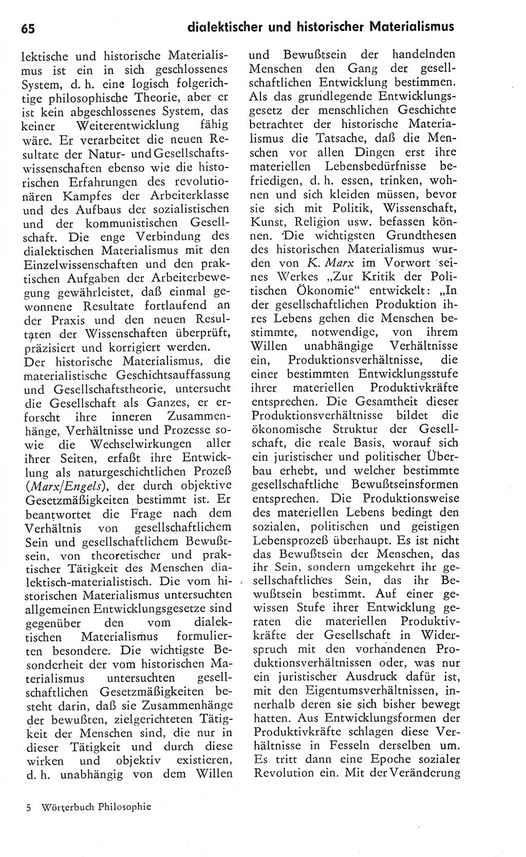 Kleines Wörterbuch der marxistisch-leninistischen Philosophie [Deutsche Demokratische Republik (DDR)] 1975, Seite 65 (Kl. Wb. ML Phil. DDR 1975, S. 65)