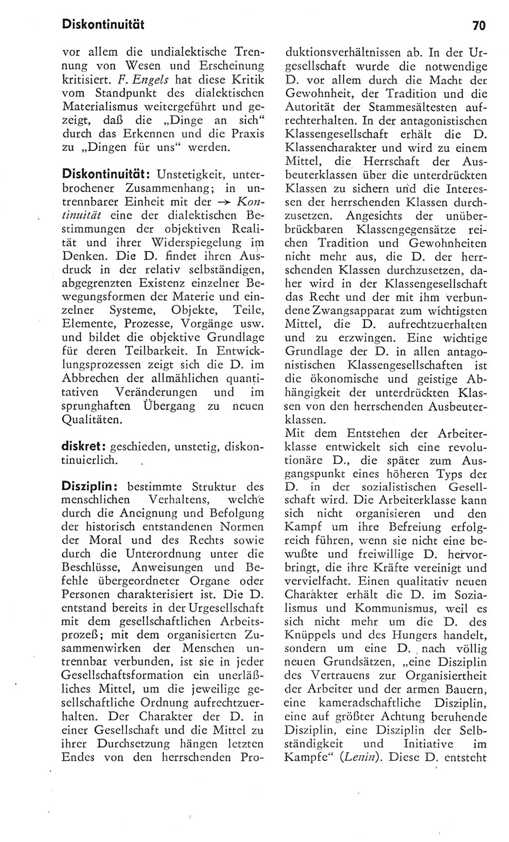 Kleines Wörterbuch der marxistisch-leninistischen Philosophie [Deutsche Demokratische Republik (DDR)] 1975, Seite 70 (Kl. Wb. ML Phil. DDR 1975, S. 70)