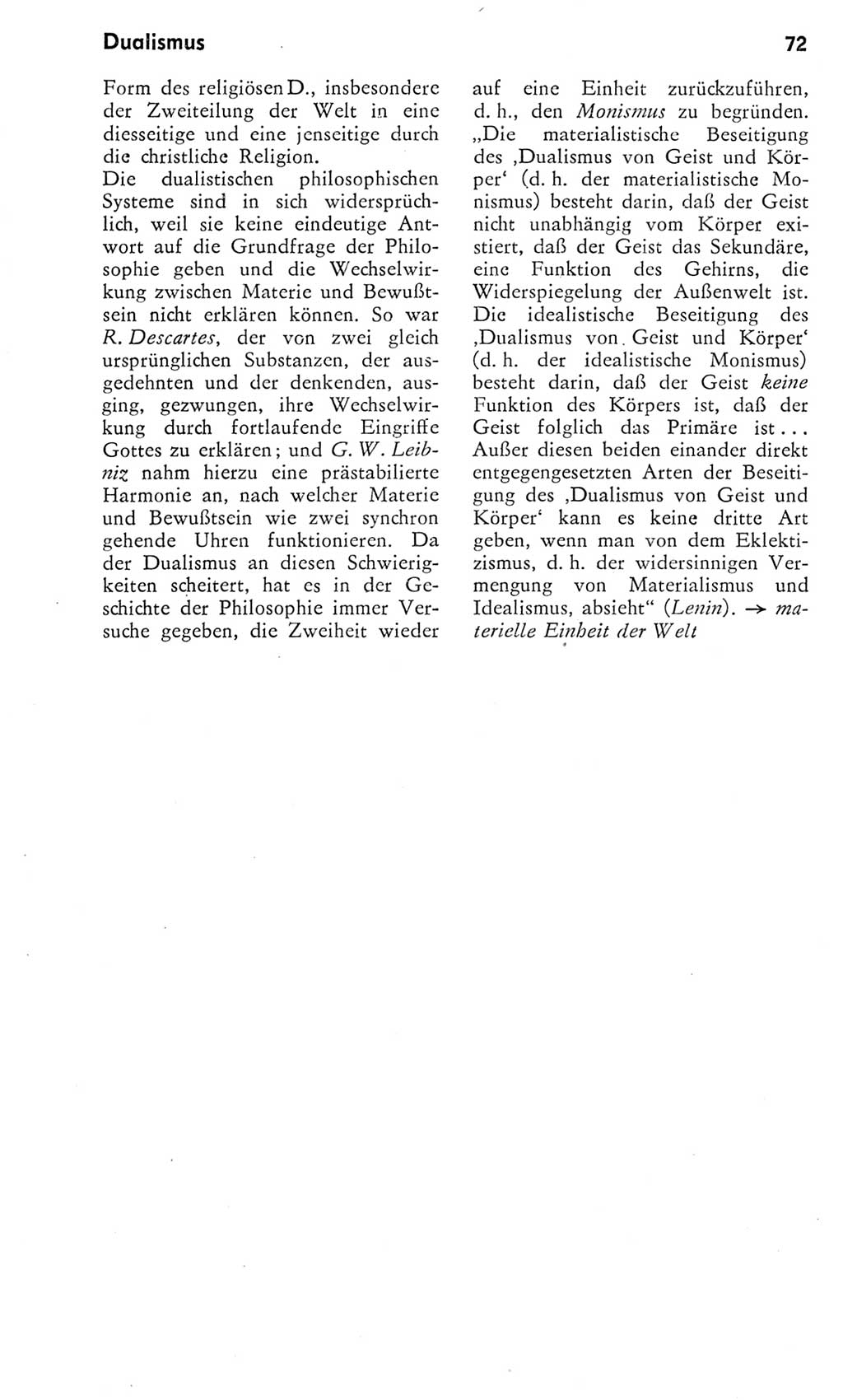 Kleines Wörterbuch der marxistisch-leninistischen Philosophie [Deutsche Demokratische Republik (DDR)] 1975, Seite 72 (Kl. Wb. ML Phil. DDR 1975, S. 72)