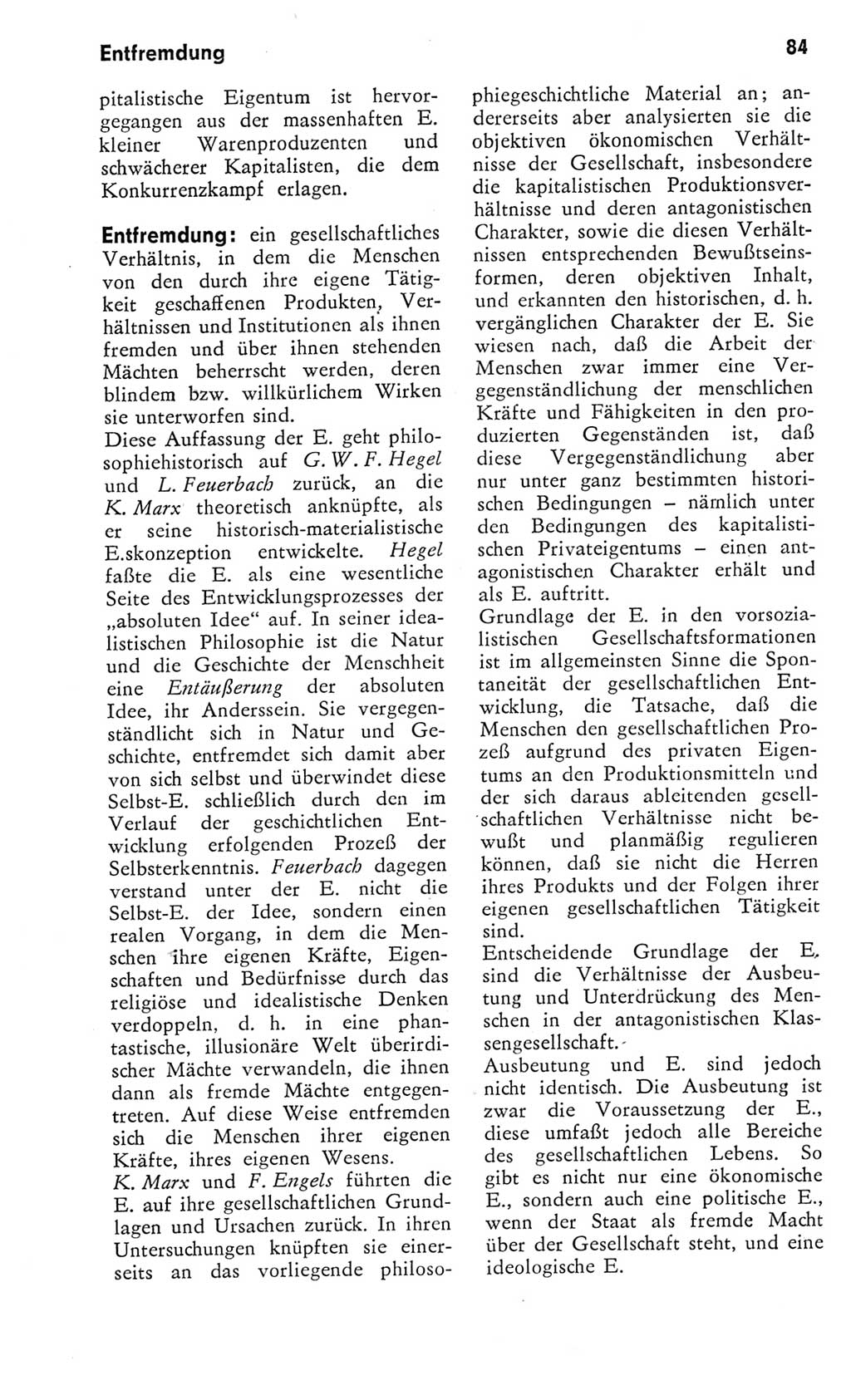 Kleines Wörterbuch der marxistisch-leninistischen Philosophie [Deutsche Demokratische Republik (DDR)] 1975, Seite 84 (Kl. Wb. ML Phil. DDR 1975, S. 84)