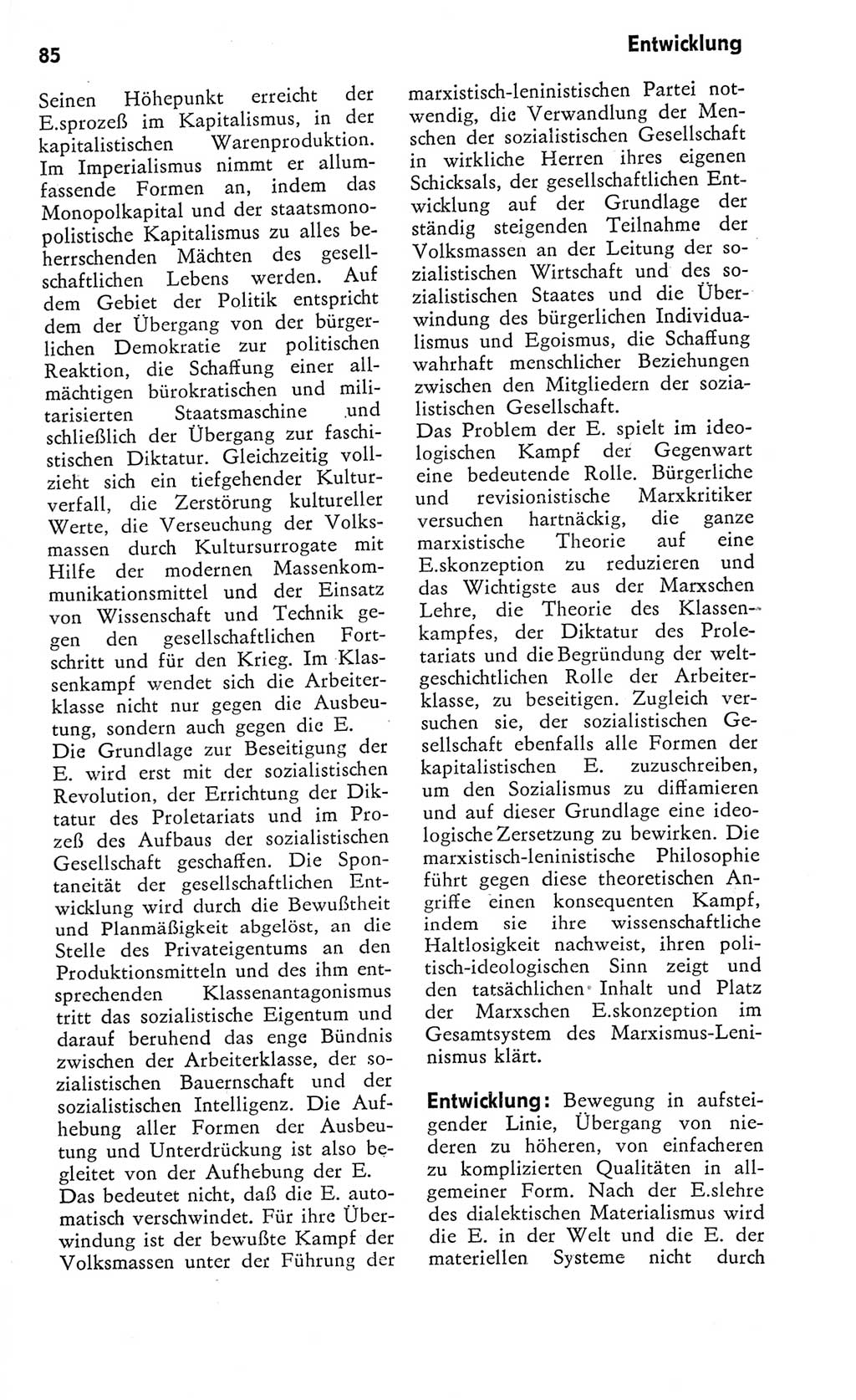 Kleines Wörterbuch der marxistisch-leninistischen Philosophie [Deutsche Demokratische Republik (DDR)] 1975, Seite 85 (Kl. Wb. ML Phil. DDR 1975, S. 85)