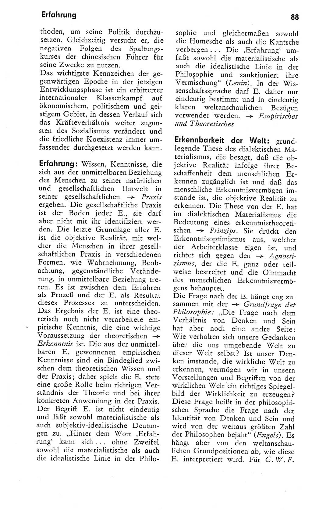 Kleines Wörterbuch der marxistisch-leninistischen Philosophie [Deutsche Demokratische Republik (DDR)] 1975, Seite 88 (Kl. Wb. ML Phil. DDR 1975, S. 88)